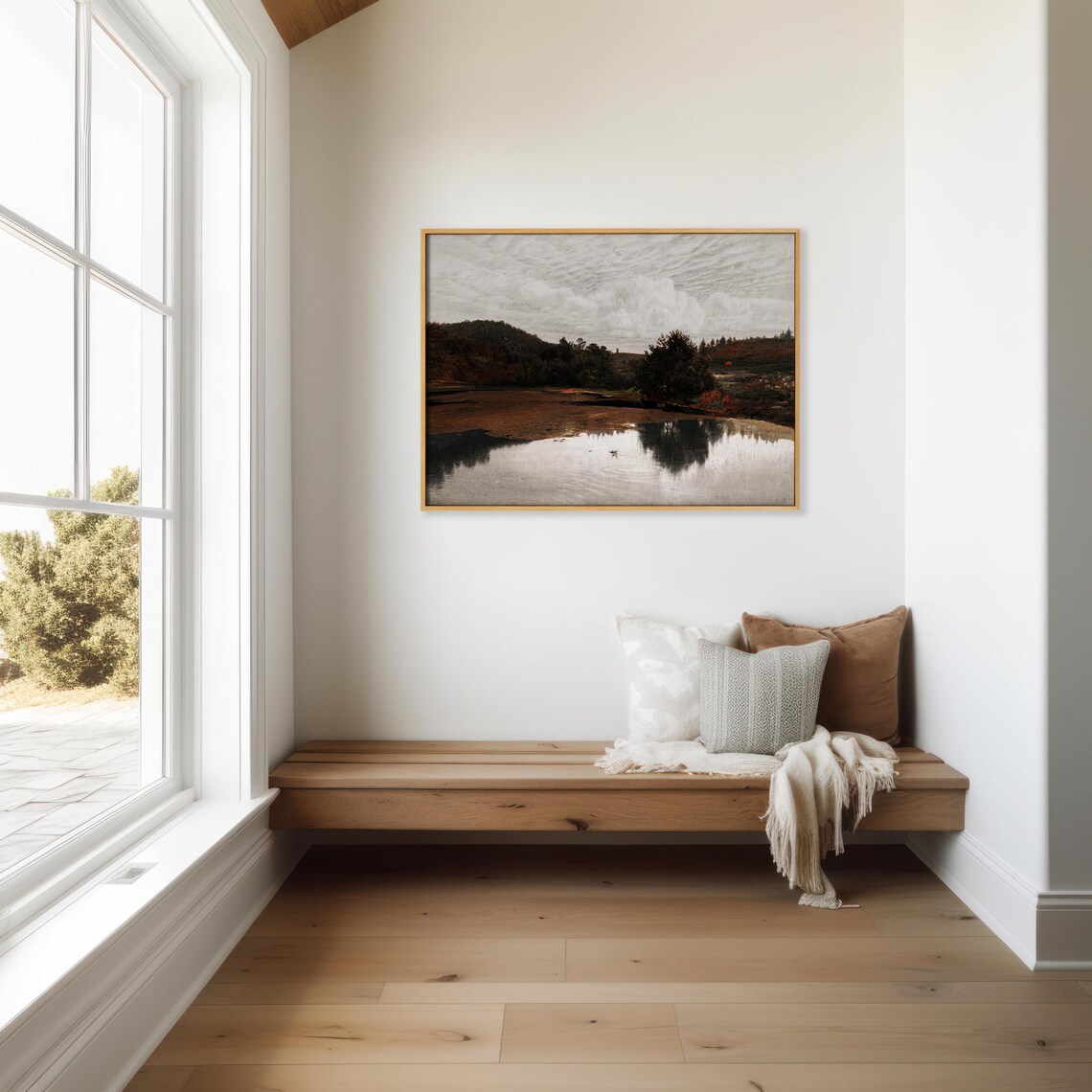Rustic Autumn Lake Landscape, Vintage Nature Print - Image 3