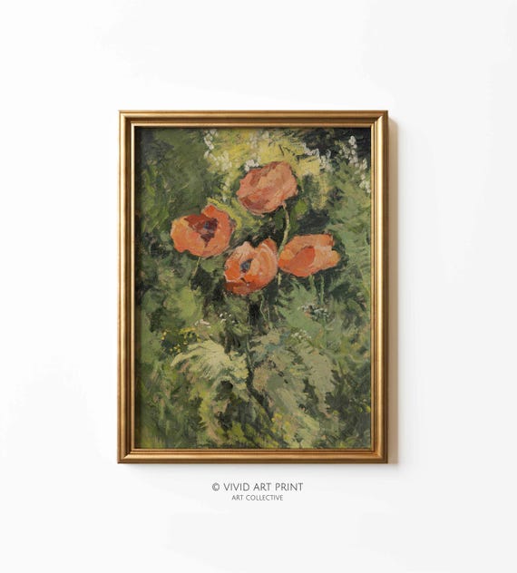 Wild Poppy Vintage Art Print, Botanical Floral