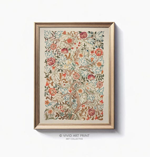 Antique Tapestry Vintage Floral Botanical Art Print