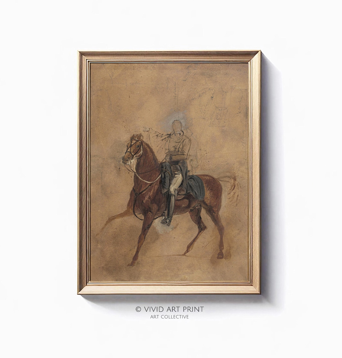 Rustic Horse Study, Antique Equine Sketch