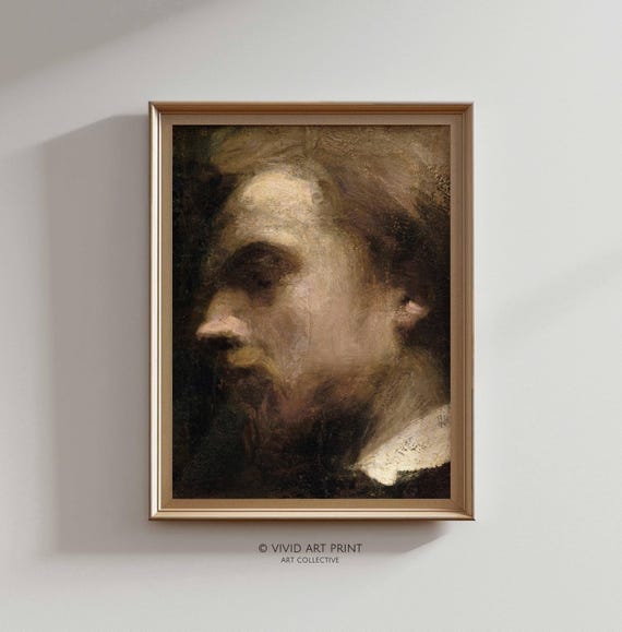 Moody Self Portrait Wall Art Vintage Baroque Portrait Home Decor Vivid Art Print Hf 172