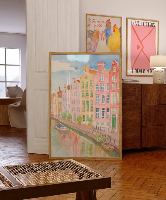 Amsterdam Watercolor Cityscape Art Print