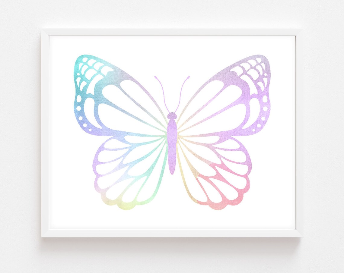Butterfly Print, Pastel Watercolor Nursery Decor