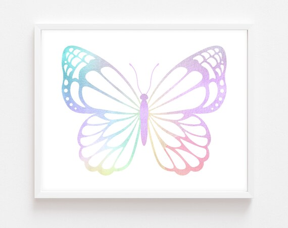 Butterfly Print, Pastel Watercolor Nursery Decor