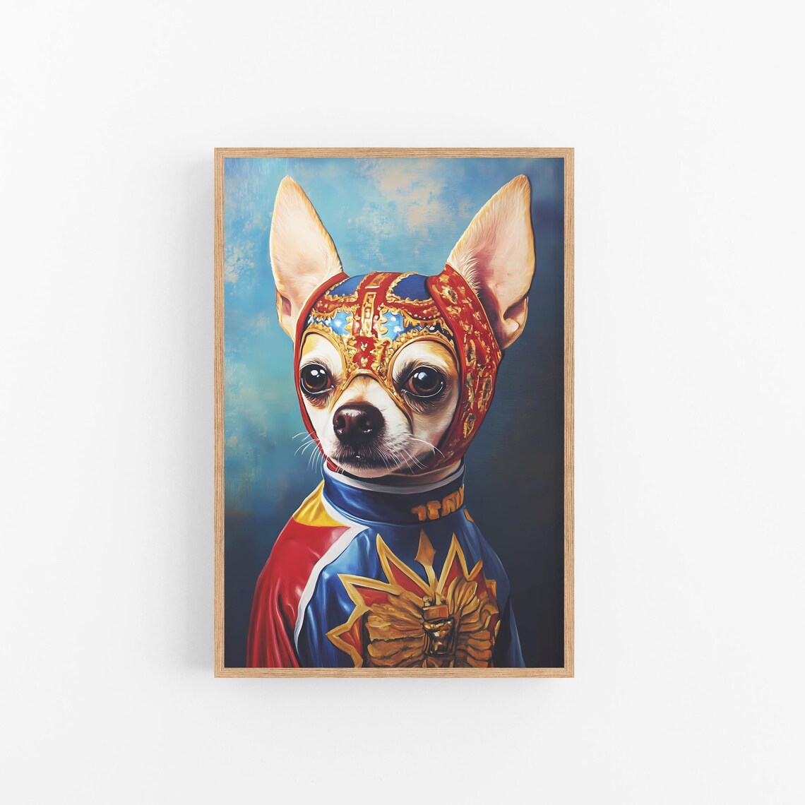 Chihuahua In Luchador Mask Portrait Funny Mexican Dog Poster