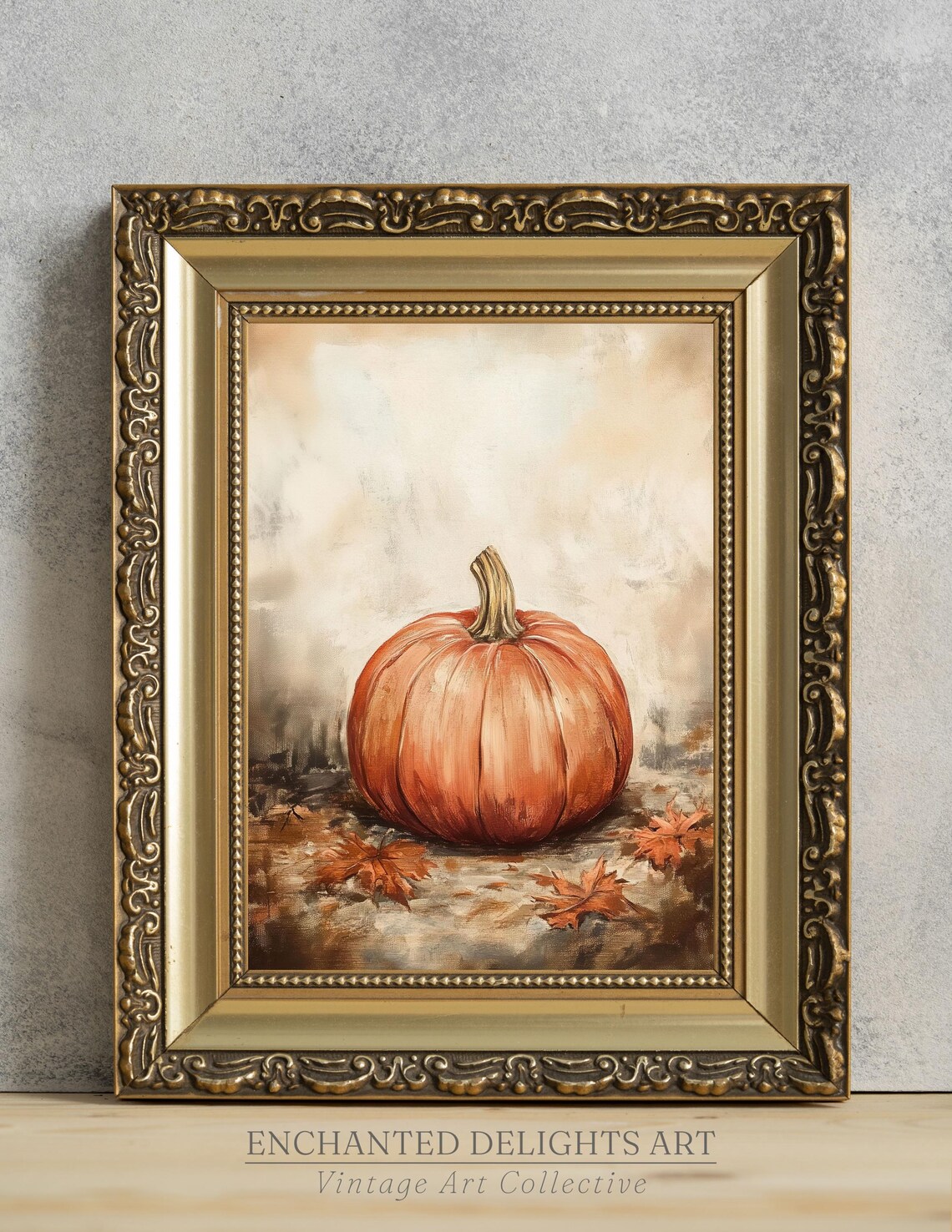 Vintage Pumpkin Painting Warm Autumn Still Life Harvest Poster