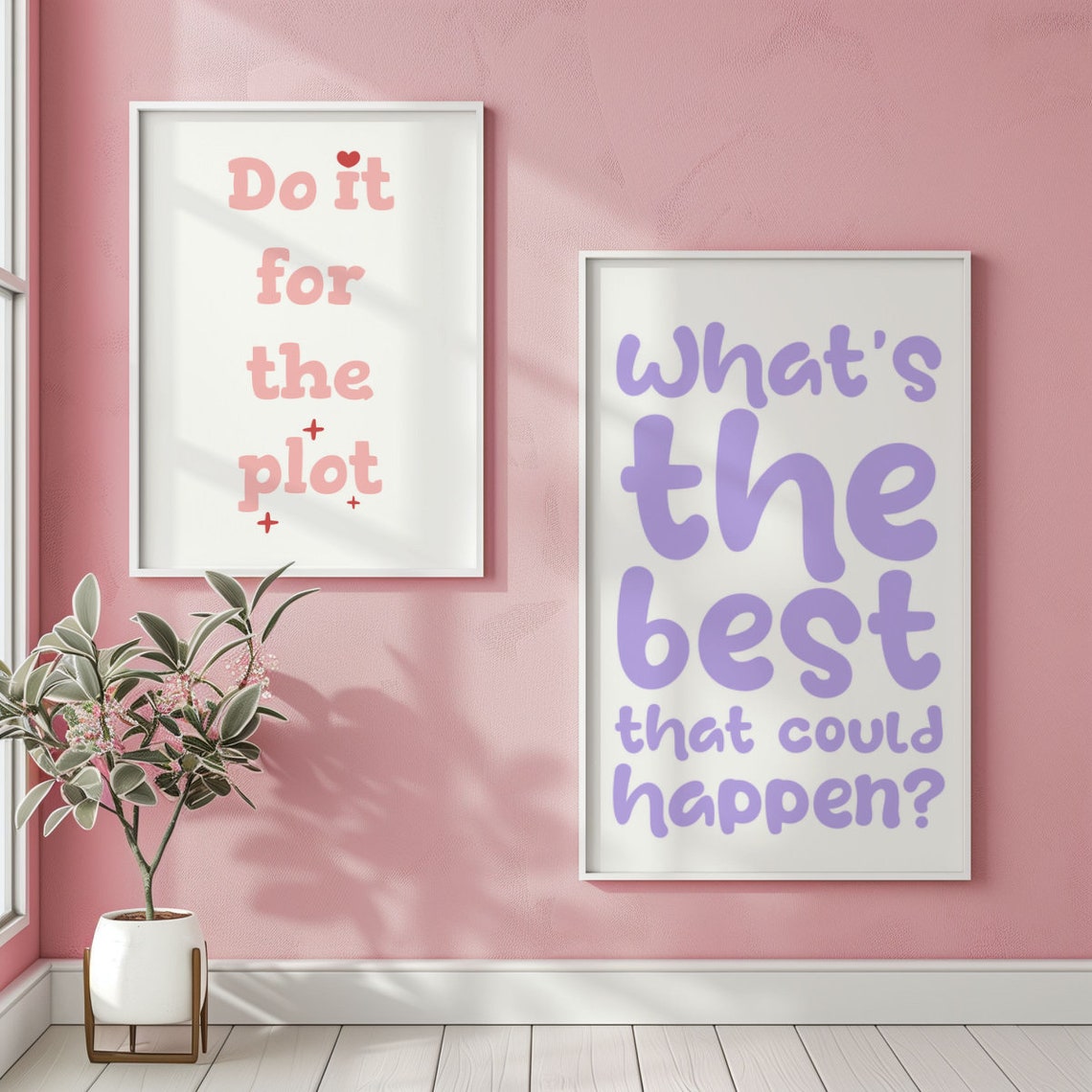 Do It for the Plot Pink Quote Poster with Heart and Sparkle Accents - Image 3