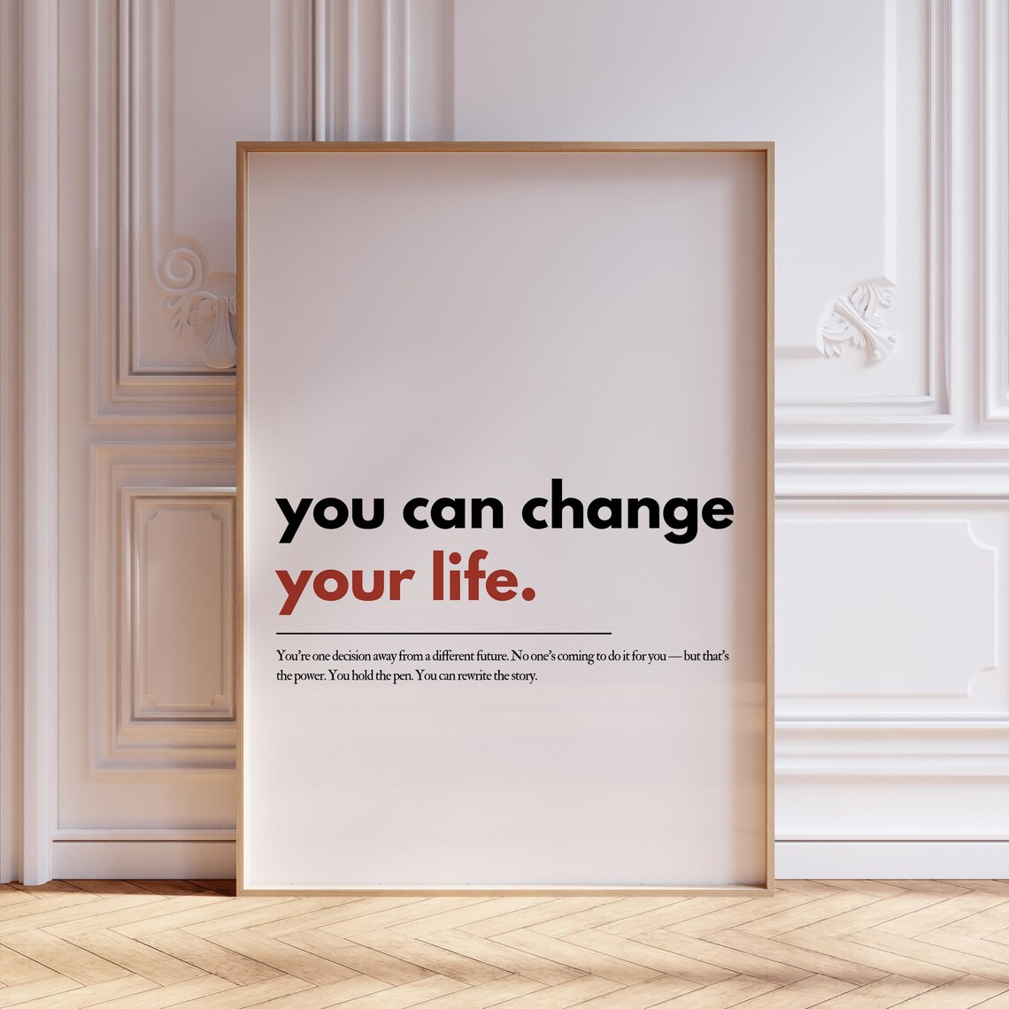 You Can Change Your Life Bold Red Typography Motivational Poster