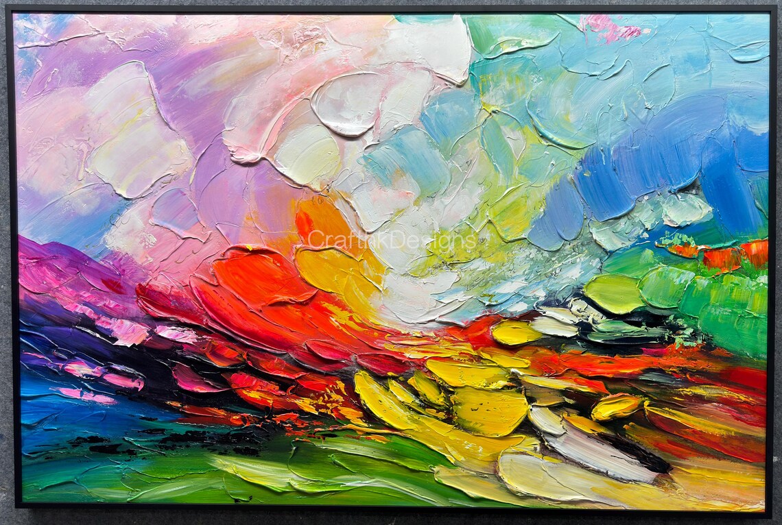 Ocean Seascape Abstract Sunrise, Oil Painting Art Print - Image 4