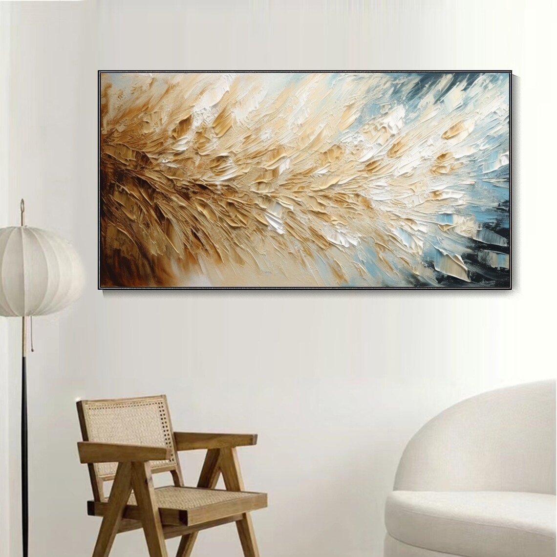 Abstract Feather Floral Landscape Oil Painting Print - Image 2