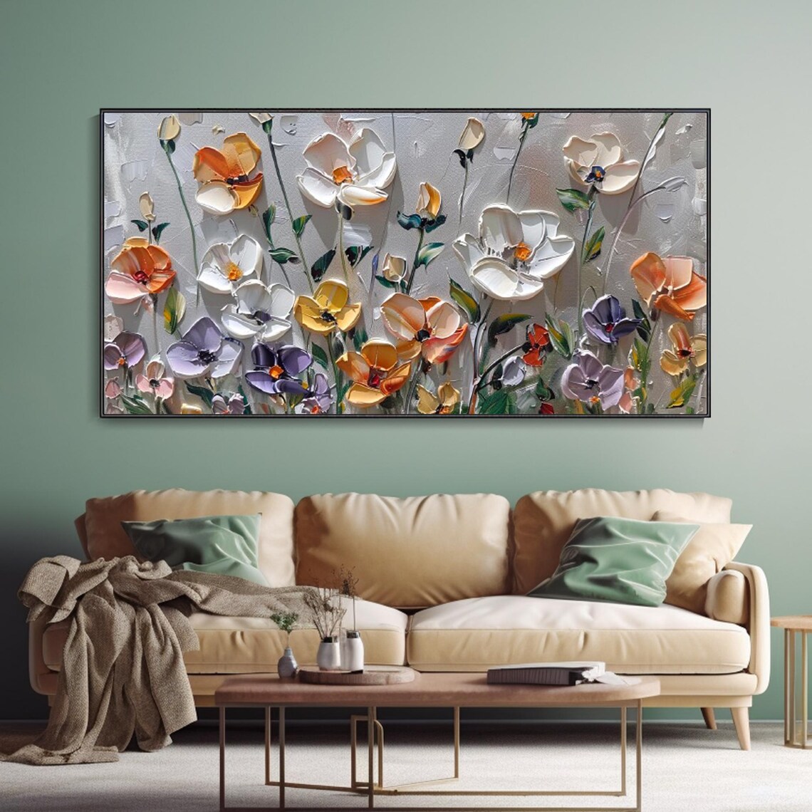 Abstract Flower Landscape, Oil Painting Print, Bedroom Decor - Image 3