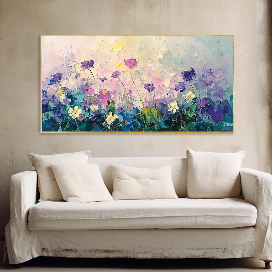 Purple Wildflower Meadow Pastel Dreamy Floral Garden Art Poster - Image 3