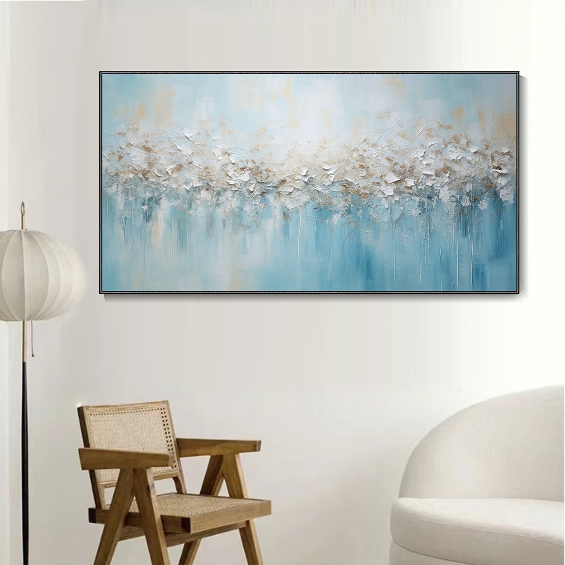 Soft Blue Ocean Wave White Foam Serene Abstract Seascape Wall Art - Image 5