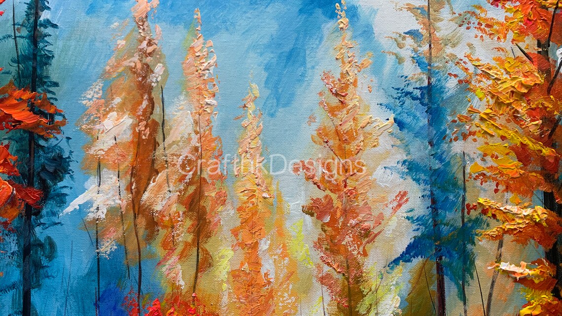 Abstract Forest Light Autumn Oil Painting Art Print - Image 4