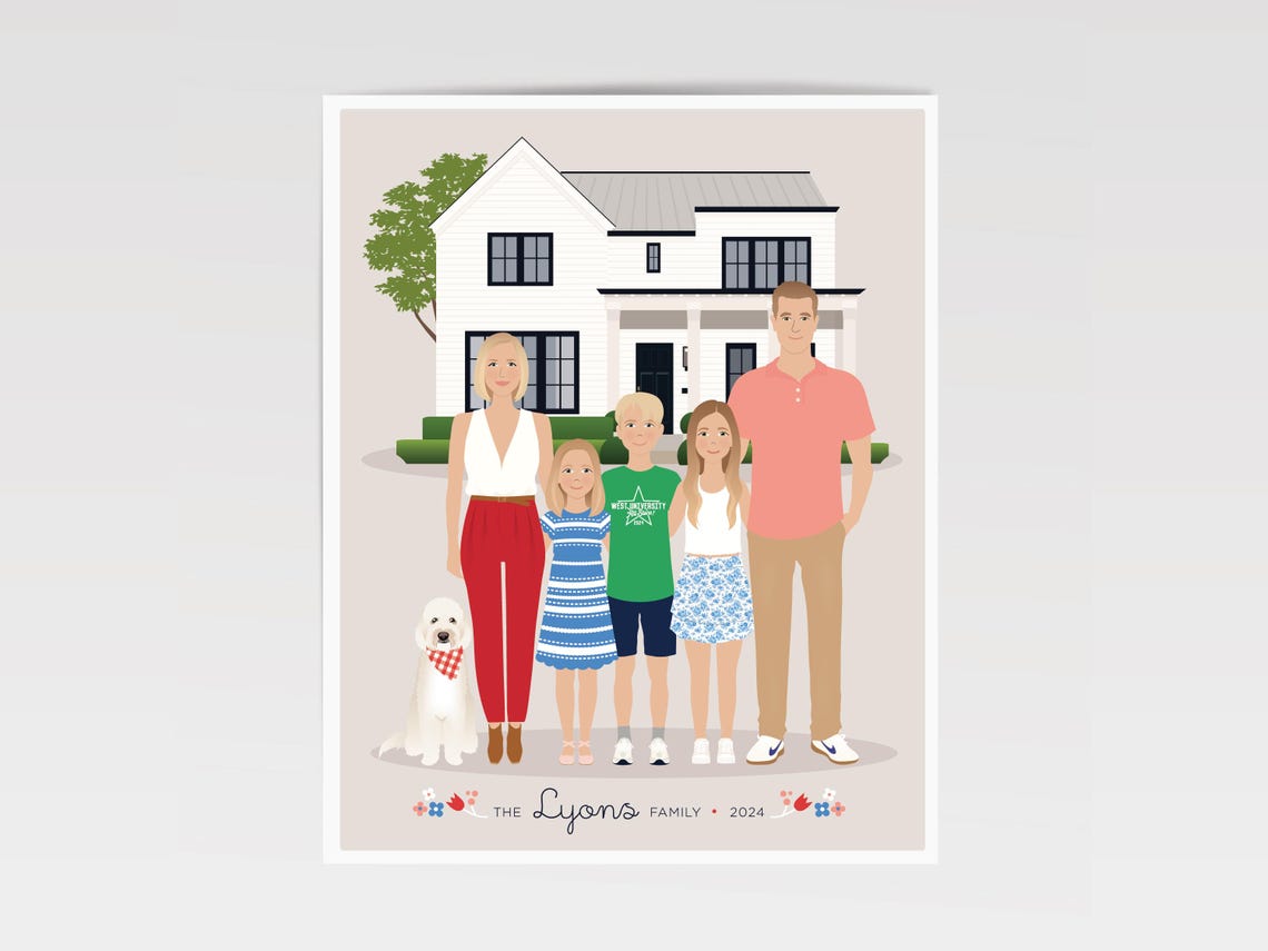 Custom Family And House Portrait Personalized Family Gift - Image 3