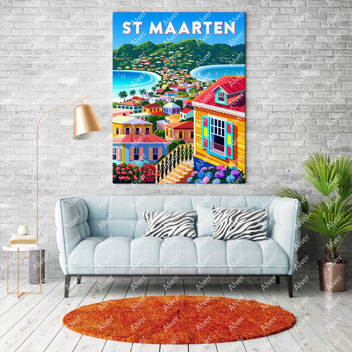 Caribbean Print St Maarten Poster Tropical Travel Print Caribbean Wall Art Unframed - Image 2