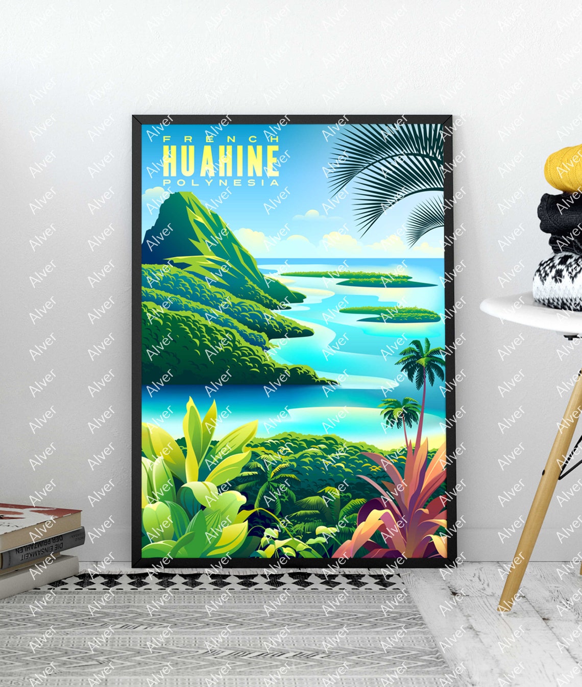 Huahine French Polynesia Volcanic Island Turquoise Lagoon Poster - Image 3