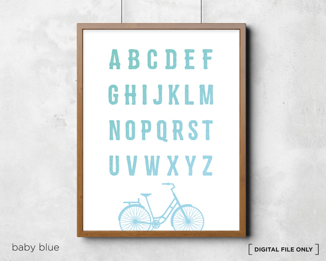 Blue Bicycle Alphabet Chart Kids ABC Educational Poster Design - Image 2