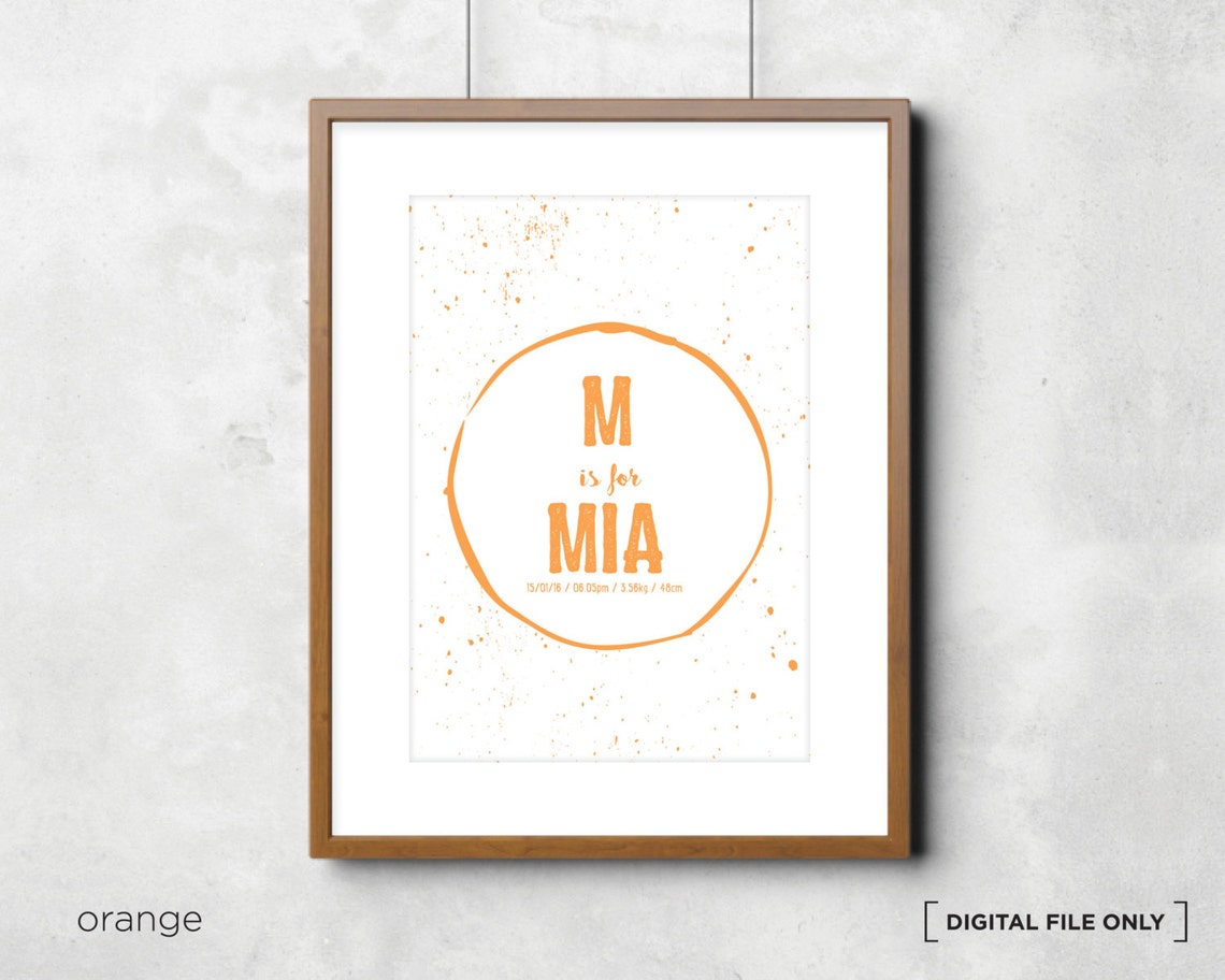 Monochrome Alphabet Birth Stats Personalized Baby Announcement Print - Image 3