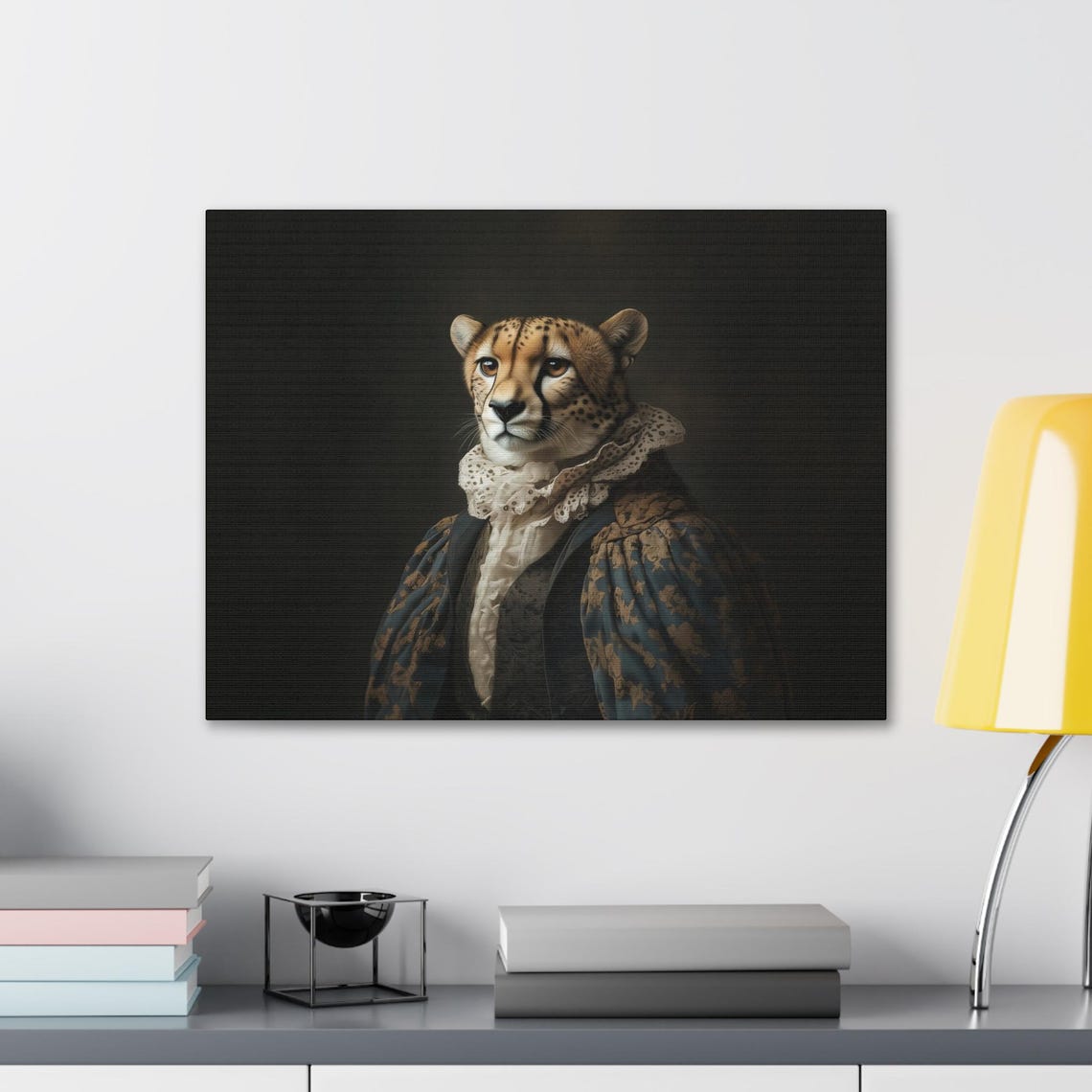 Maximalist Eclectic Victorian Cheetah Print Bold Altered Animal Portrait Fantasy Fun Colorful Renaissance Rustic Art - Image 2