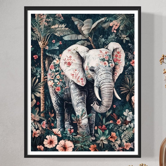 Elephant Modern Tropical Jungle Safari Art Print