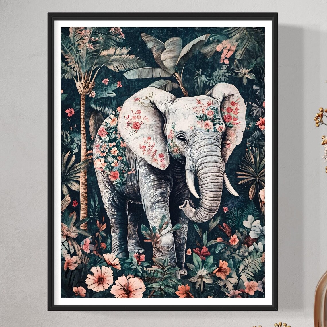 Elephant Modern Tropical Jungle Safari Art Print