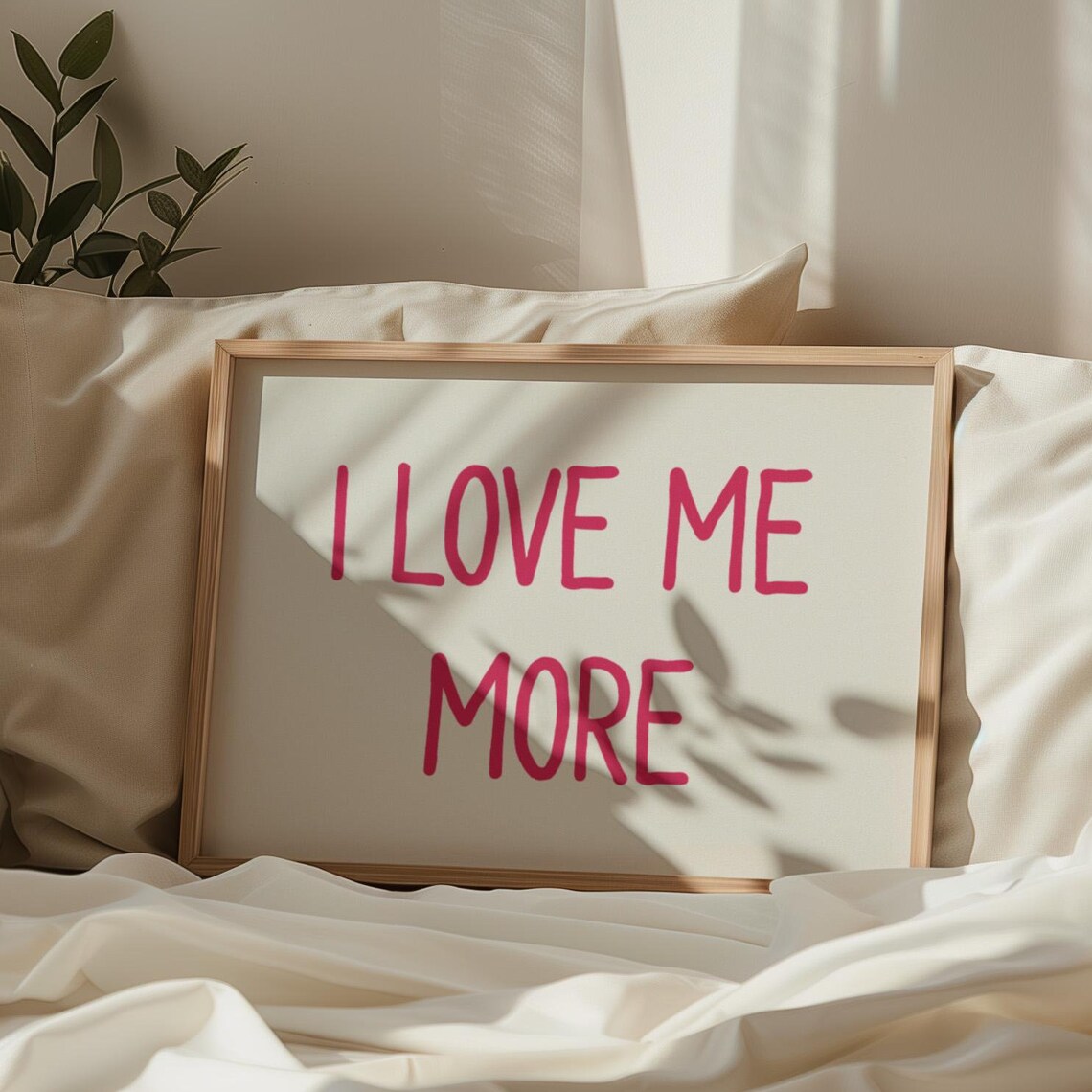 I Love Me More Pink Hand Lettered Self Love Affirmation Poster
