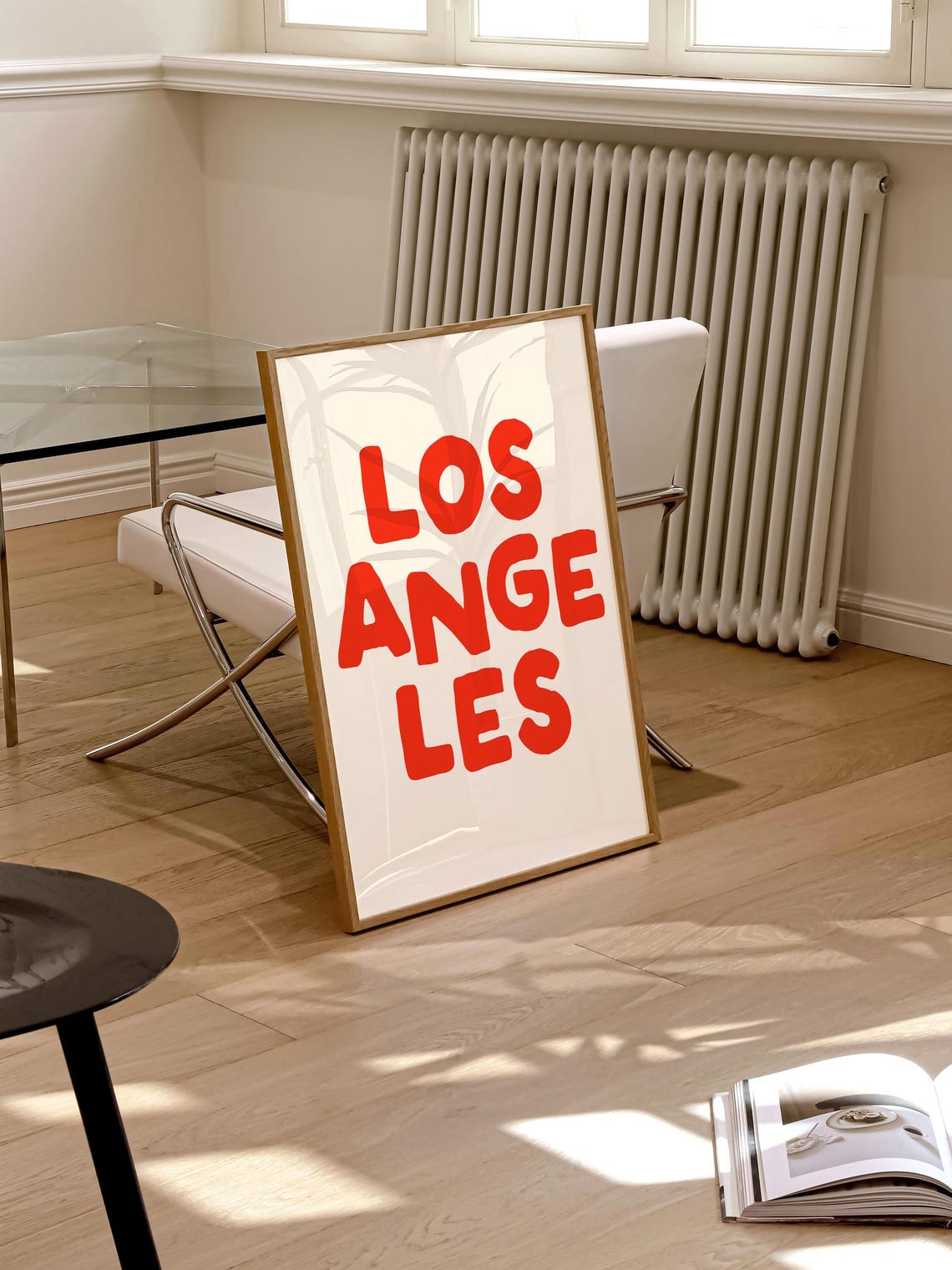 Los Angeles Bold Red Letters Cream Modern City Typography Poster - Image 2
