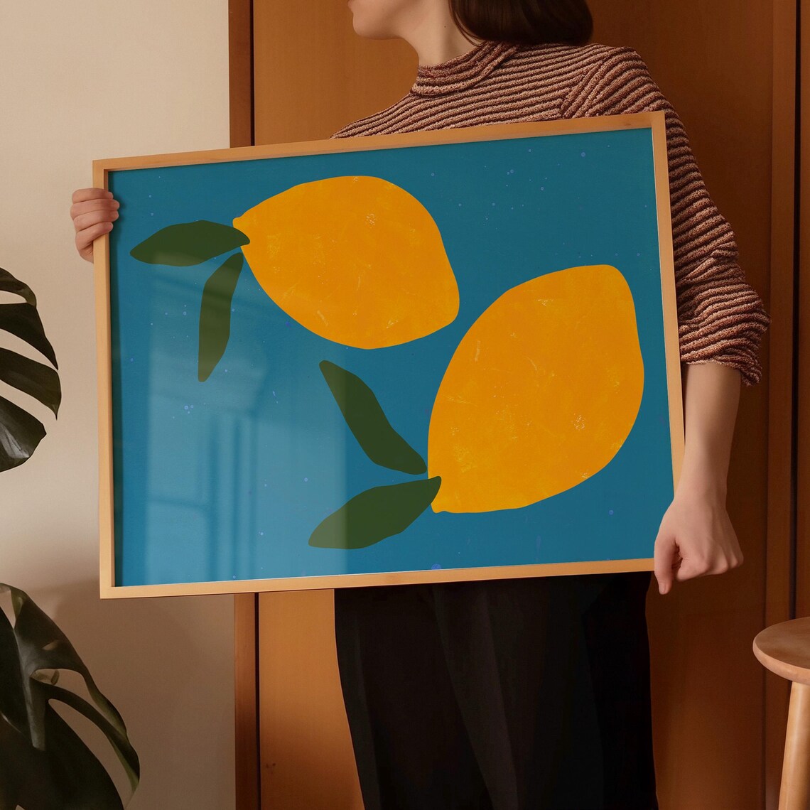 Lemons Poster Fruit Poster Abstract Fruit Print Kitchen Wall Art Retro Fruit Print Hand Drawn Print Lemon Wall Art Trendy Kitchen Art - Image 3