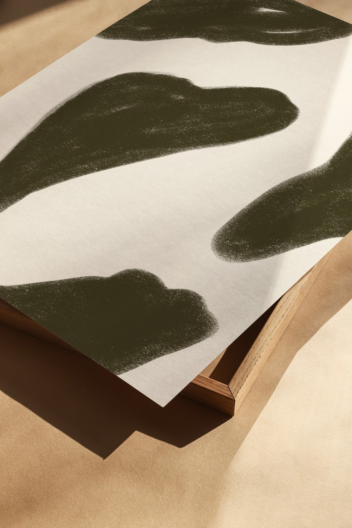 Olive Green Organic Brushstroke Shapes Minimal Abstract Poster - Image 3