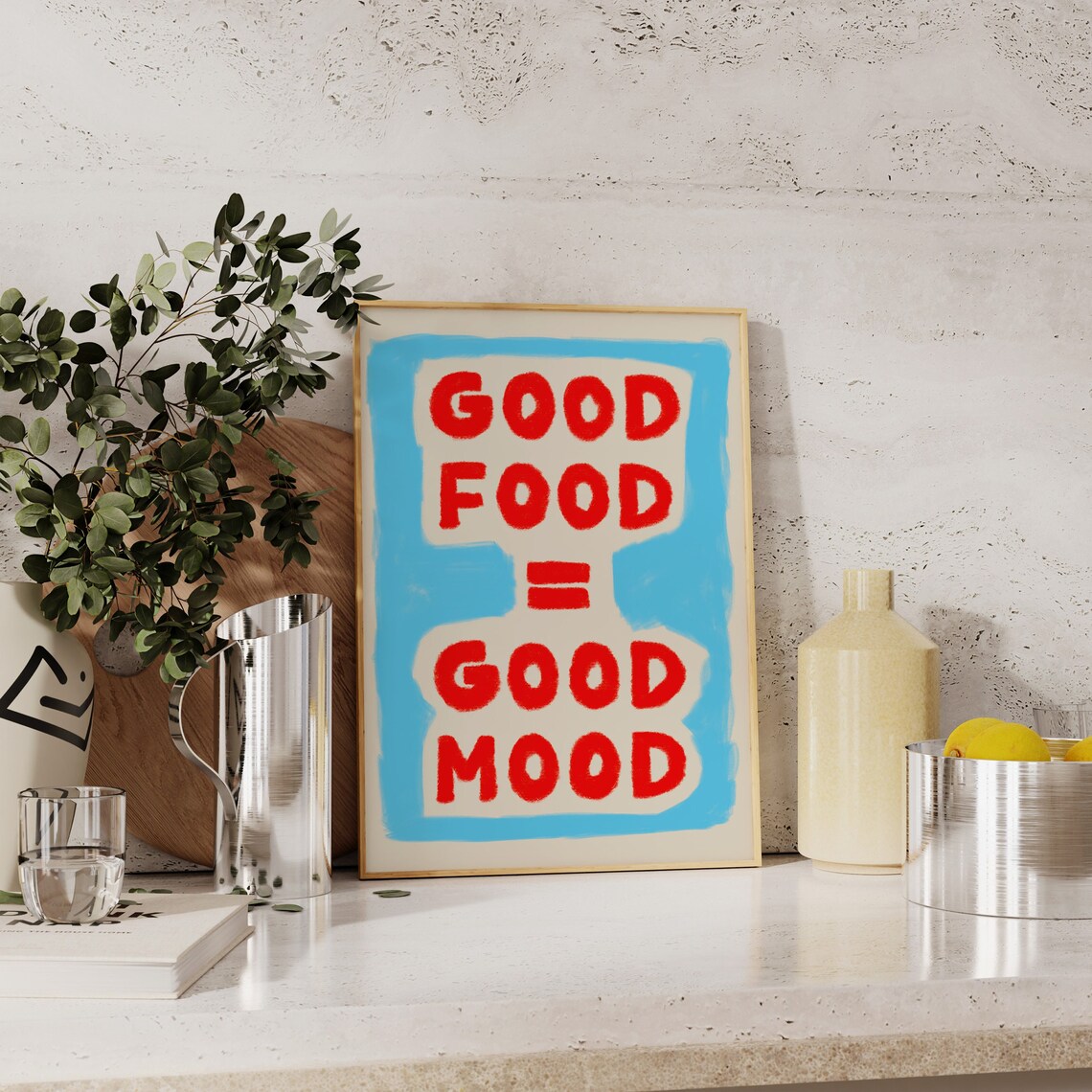 Good Food Good Mood Typography Art Print, Retro Kitchen - Image 2