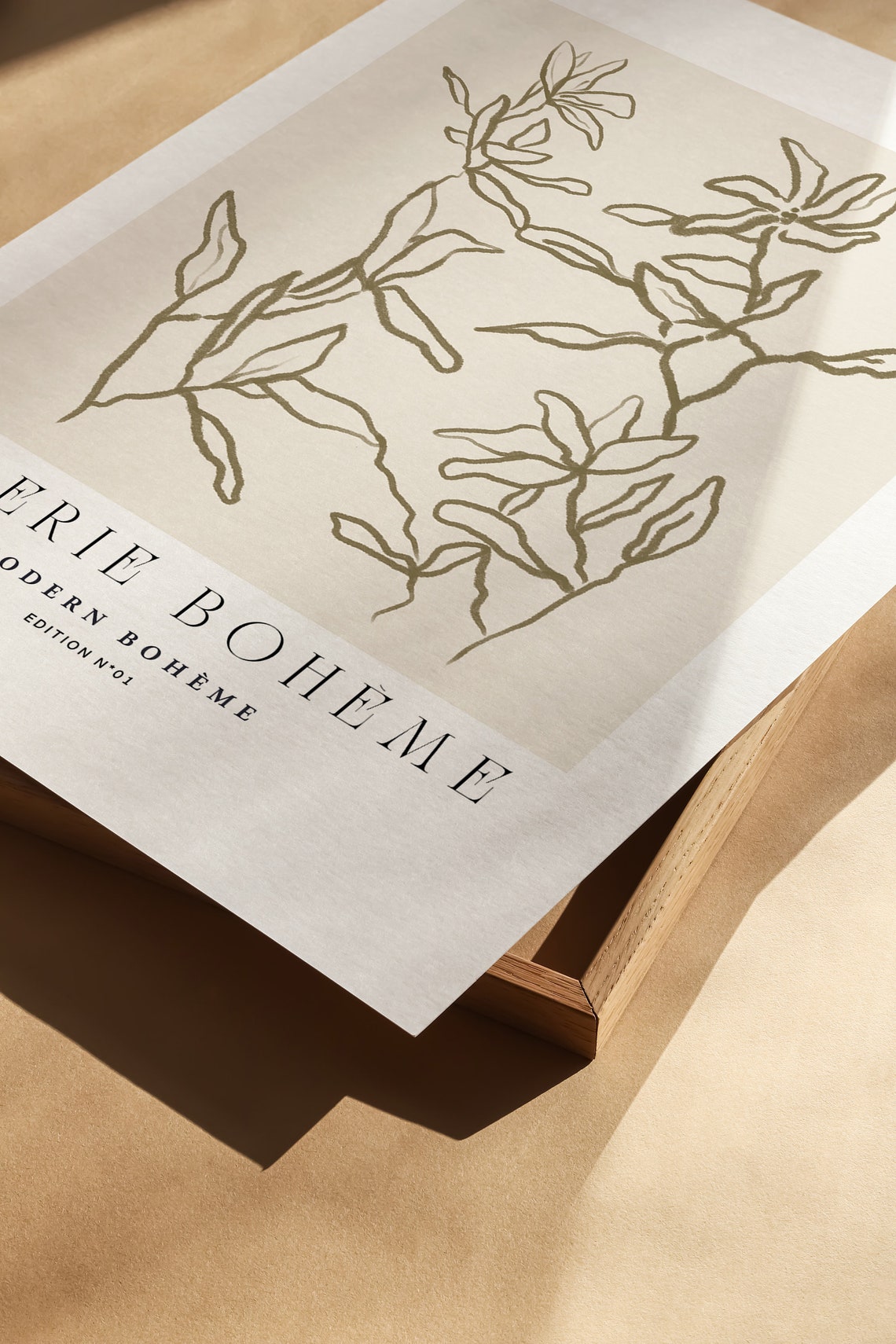 Galerie Boheme Olive Green Floral Stems Neutral Gallery Poster - Image 2