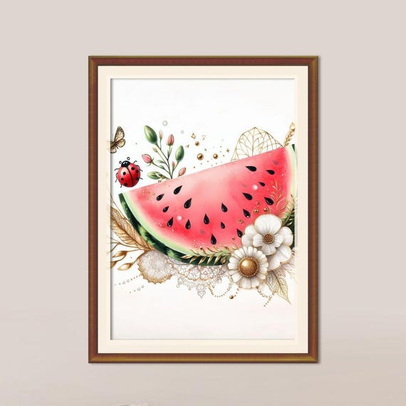 Coquette Fruits Wall Art Girly Decor Bedroom Posterfruit Printdigital Artkitchen Prints Pearls Goldaesthetic Illustration
