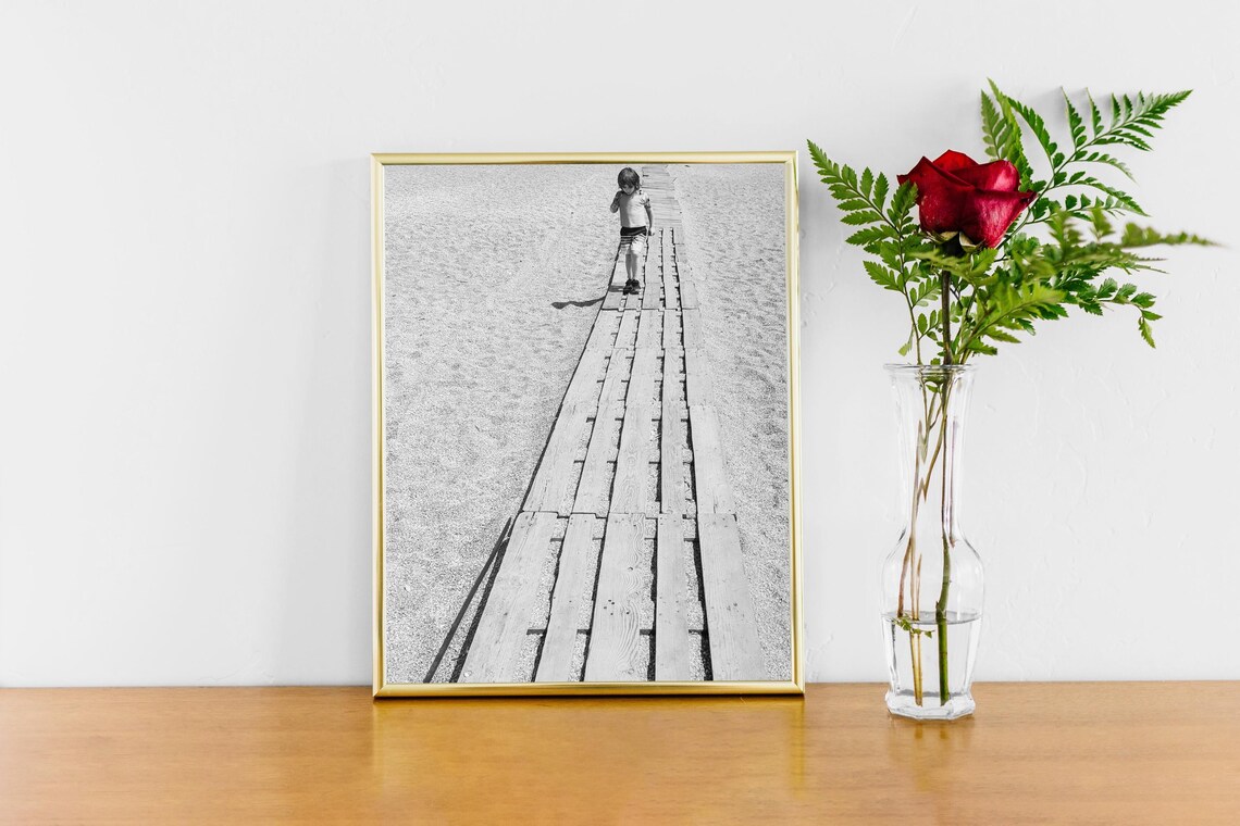 Child Walking On The Beach Coastal Photo Print - Image 2