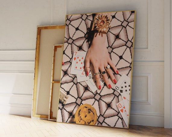 Playing Cards Printretro Printpoker Night Cards Bar Cart Artpreppy Posterstrendy Art70s Art Printgirly Artfunky Wall Artindie Decor