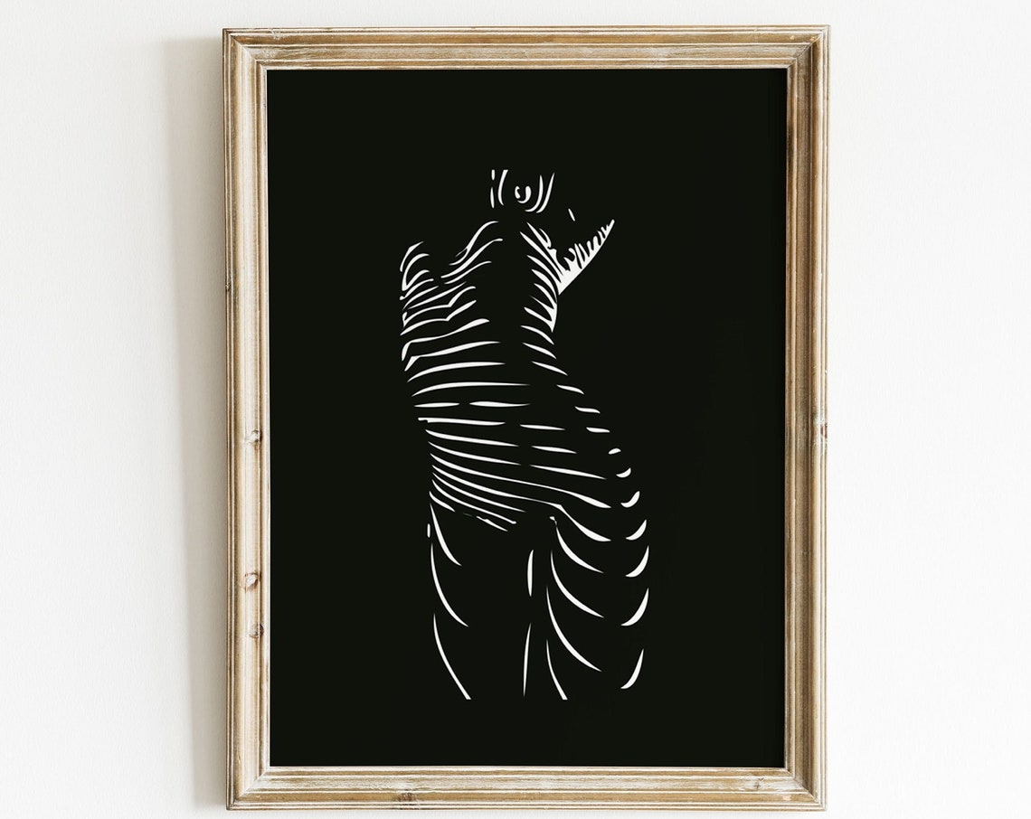 Black And White Nude Female Back Figure Line Art Decor Poster