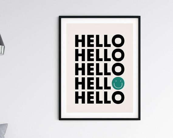 Hello Art Print Wall Love Typography Face Living Room Dancer Kitchen Retro Beer Lovers Food Gifts For Her