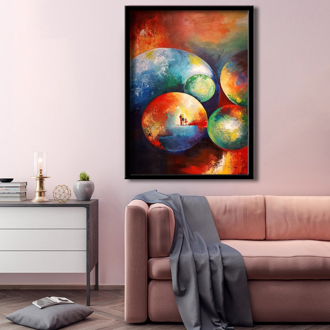 Colorful Travelers And Family Abstract Art Print Wall Decoration Modern Art Wall Art Print Ready To Hang Painting Home Art - Image 2
