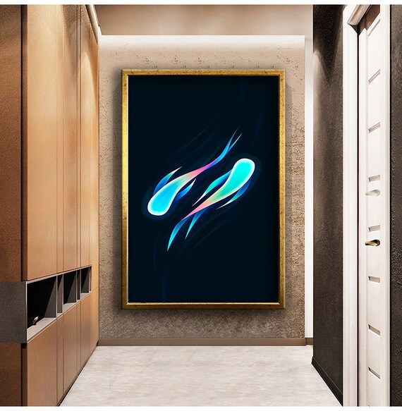 Neon Koi Fish Print Wall Decor Home Gift Framed Painting Wall Art Print Ready To Hang Painting Gift