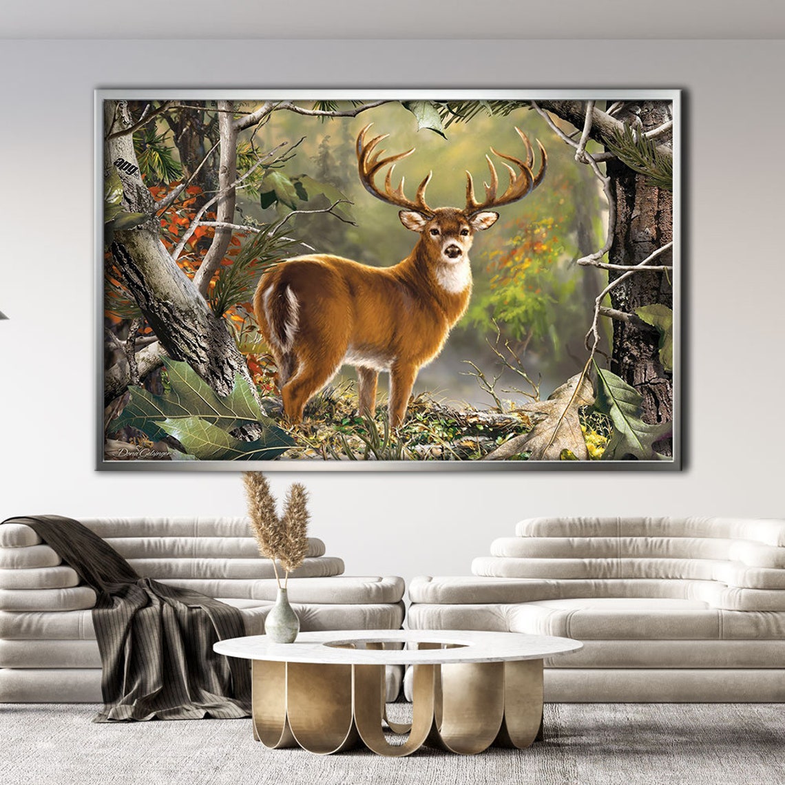 Majestic Whitetail Buck With Large Antlers Woodland Wildlife Poster - Image 3