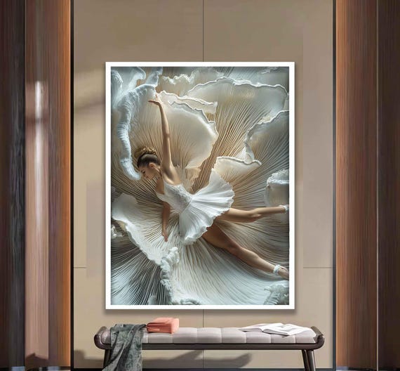 Elegant Ballerina Woman Print Wall Decor Dancer Woman Painting Modern And Noble Dancer Woman In White Dress Modern Art