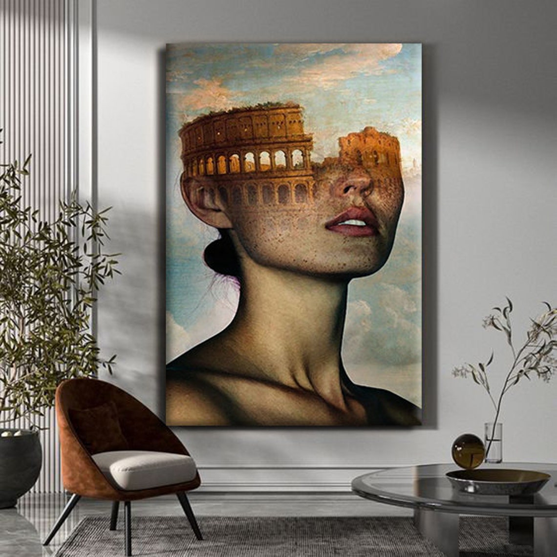 Rome Colosseum Surreal Woman Double Exposure Portrait Wall Art Print - Image 3
