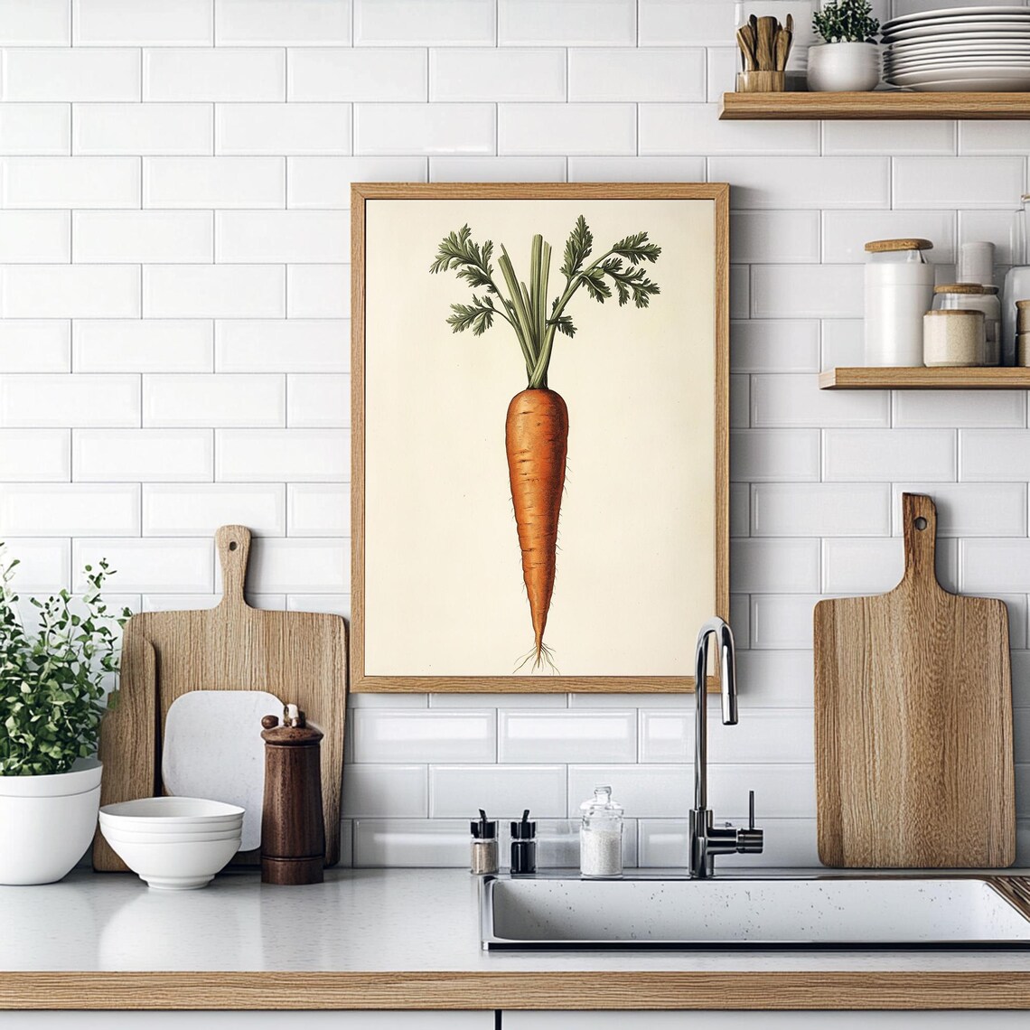 Vintage Carrot Kitchen Wall Art Carrot Poster Vintage Vegetables Poster Vegetable Illustration Print Retro Poser - Image 2