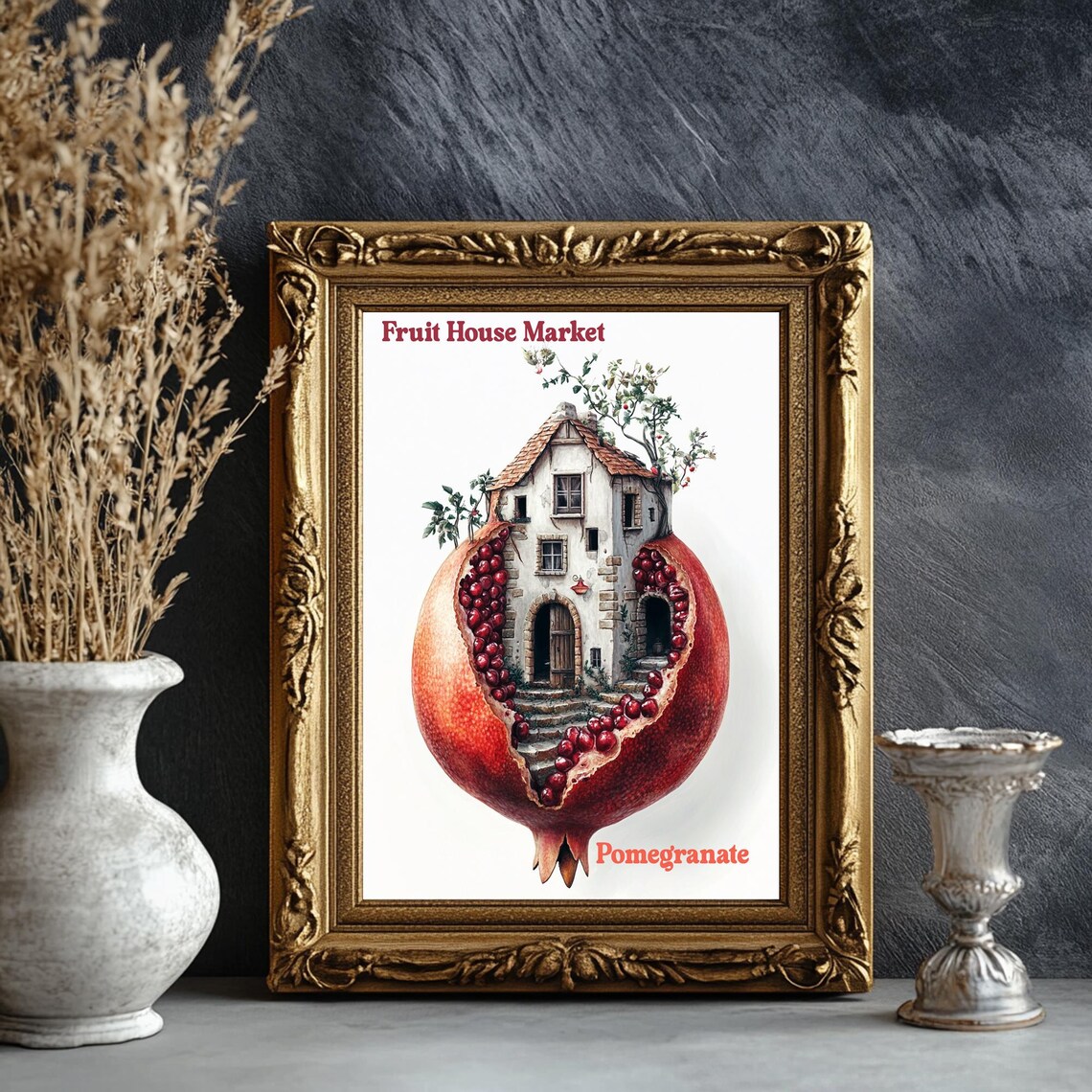 Fruit House Market Pomegranate Art Print Kitchen Fruit Wall Art Fruit Poster Trendy Wall Art Trendy Prints Wall Decor - Image 4