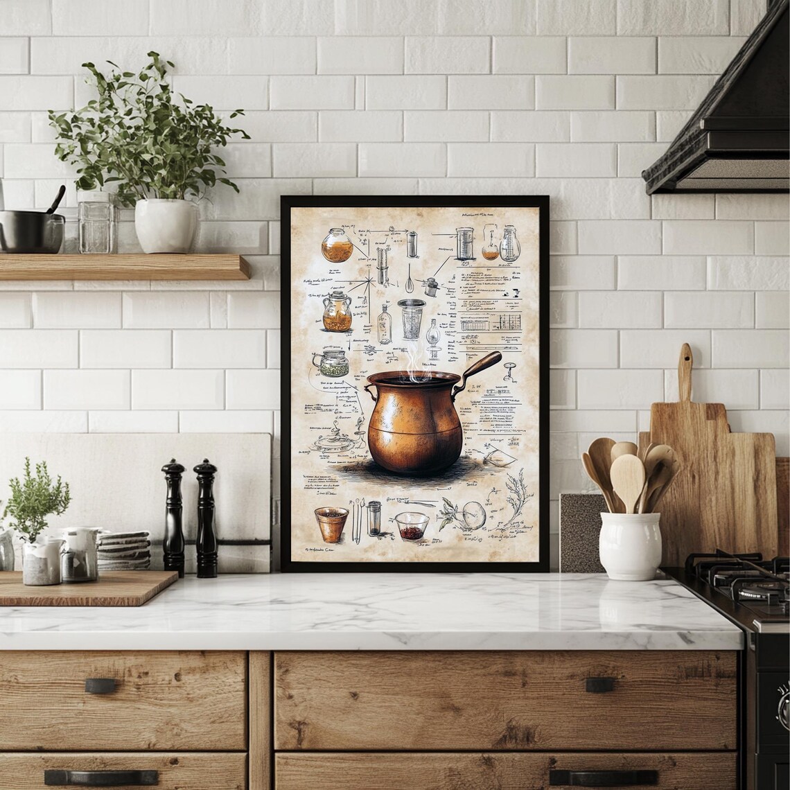 Kitchen Witchery Scientific Illustration Copper Cauldron Vintage Style Poster - Image 4