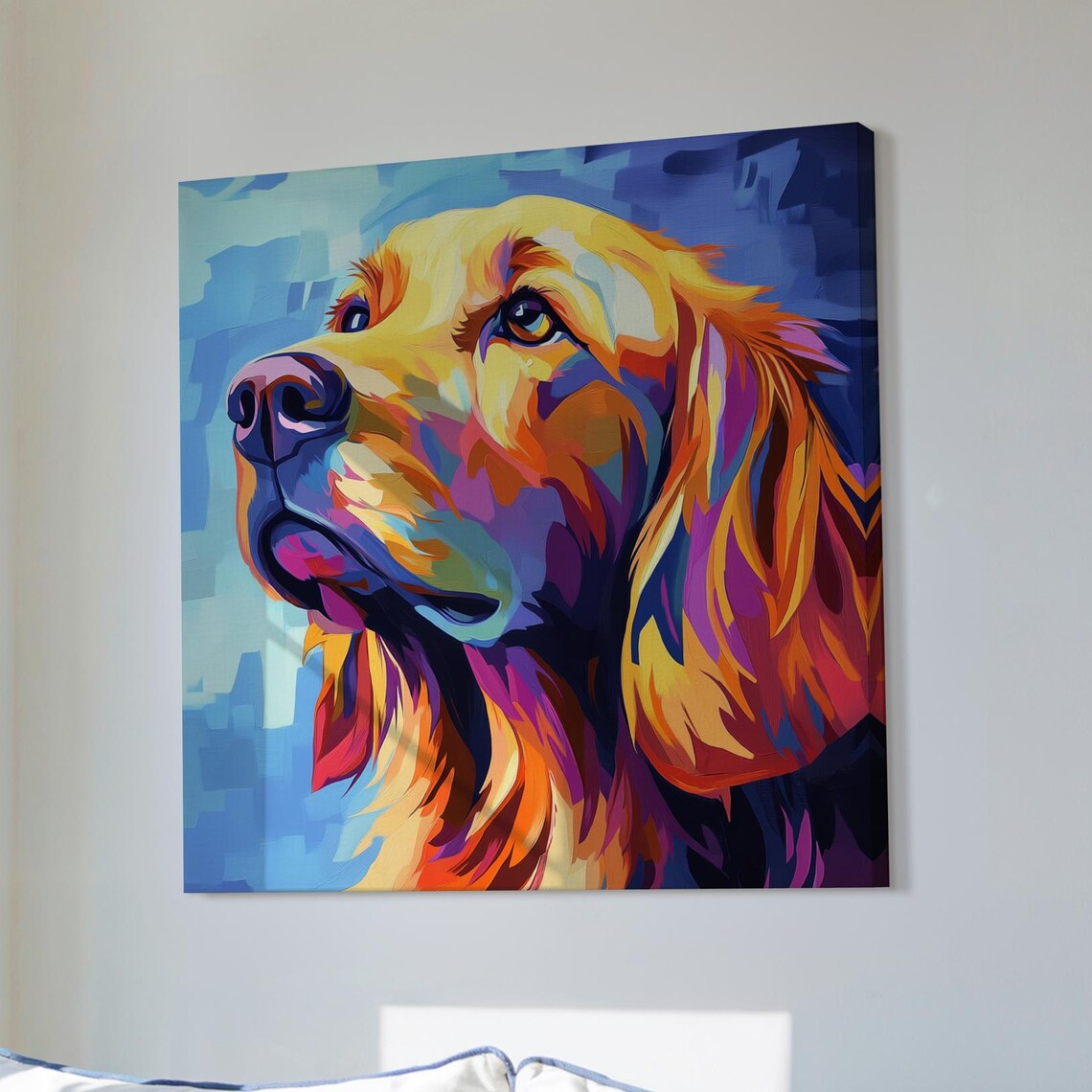 Colorful Golden Retriever Dog Pop Art Portrait Painting Poster