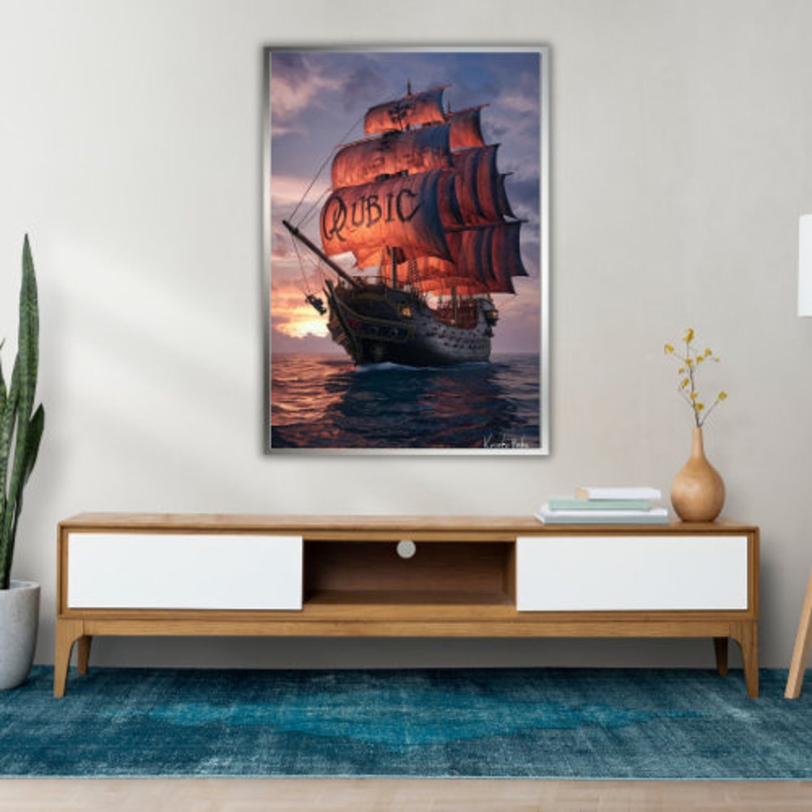 Ship Art Print, Nautical Ocean Theme - Image 2
