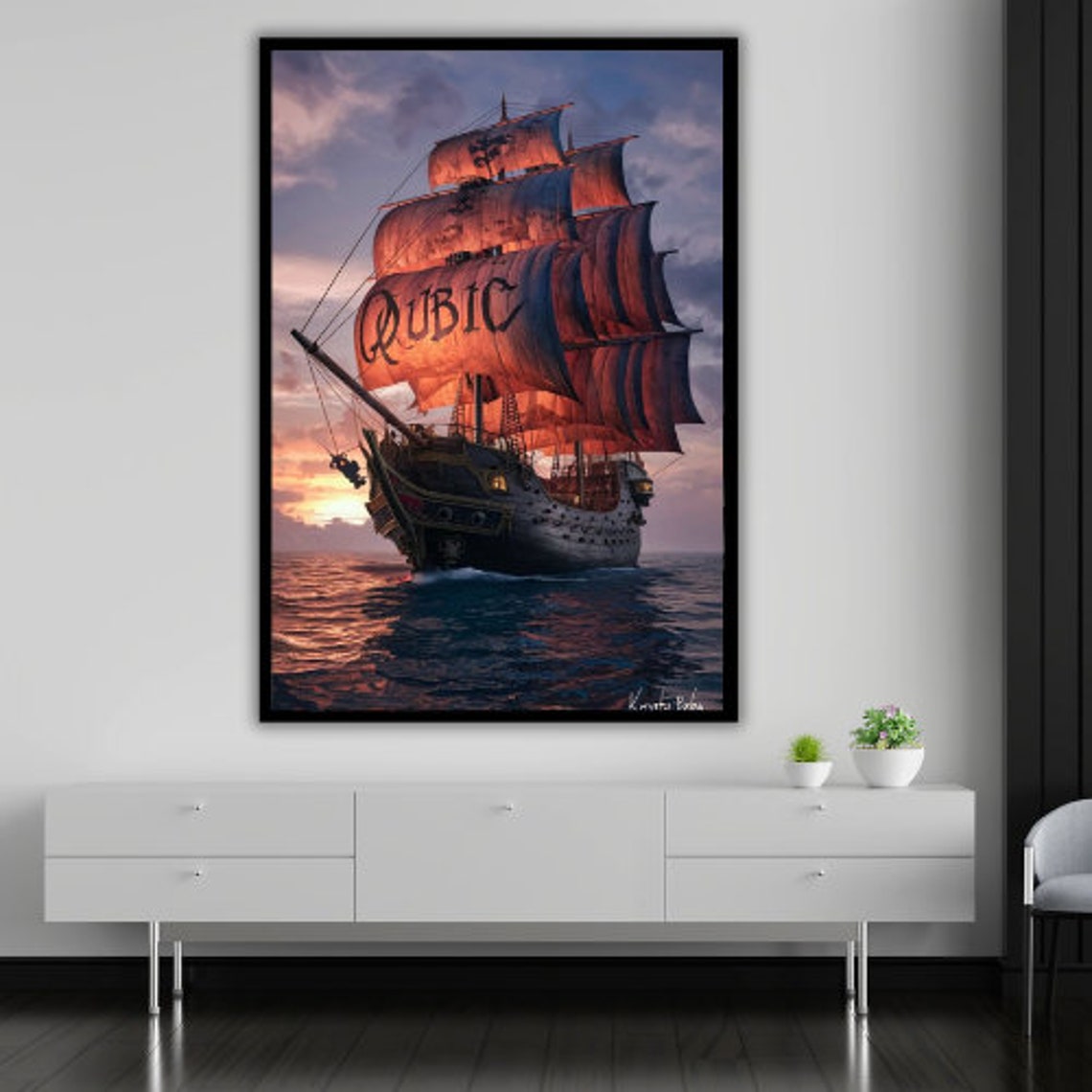 Ship Art Print, Nautical Ocean Theme - Image 4