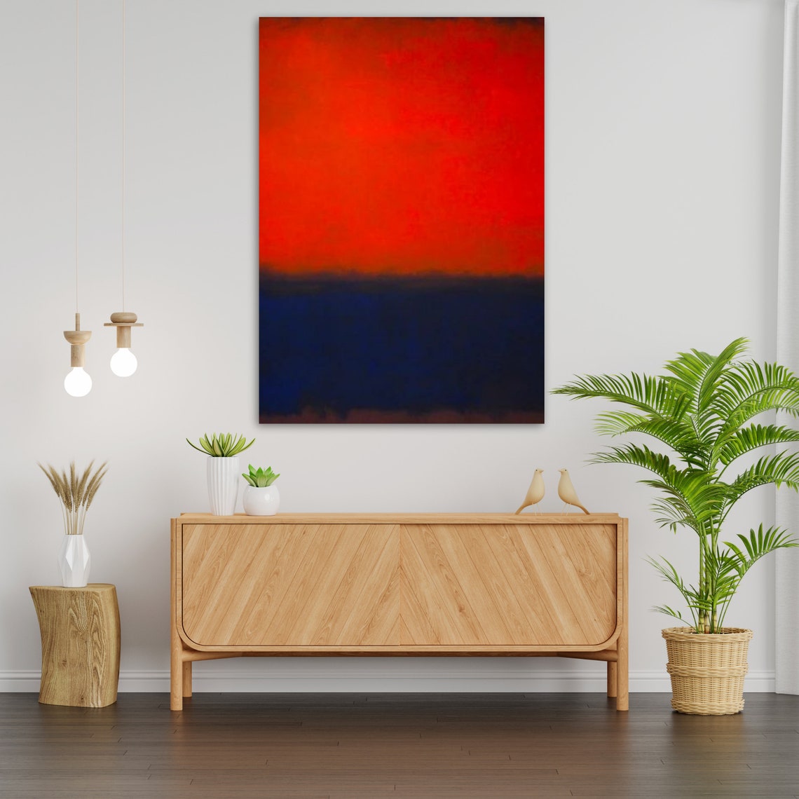 Vivid Red Deep Blue Color Field Abstract Minimalist Modern Poster - Image 2