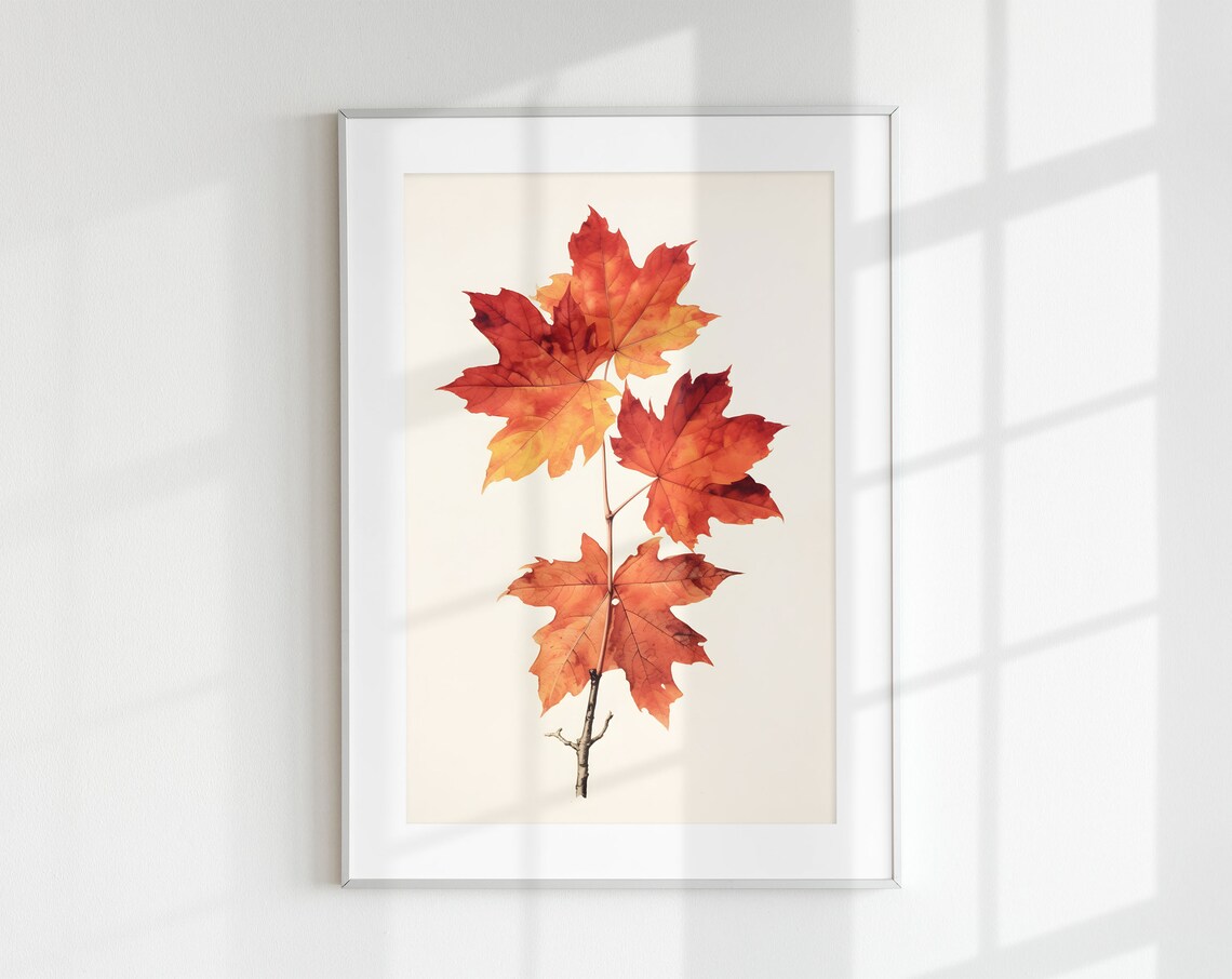 Maple Floral Botanical Vintage Poster, Wall Art Print